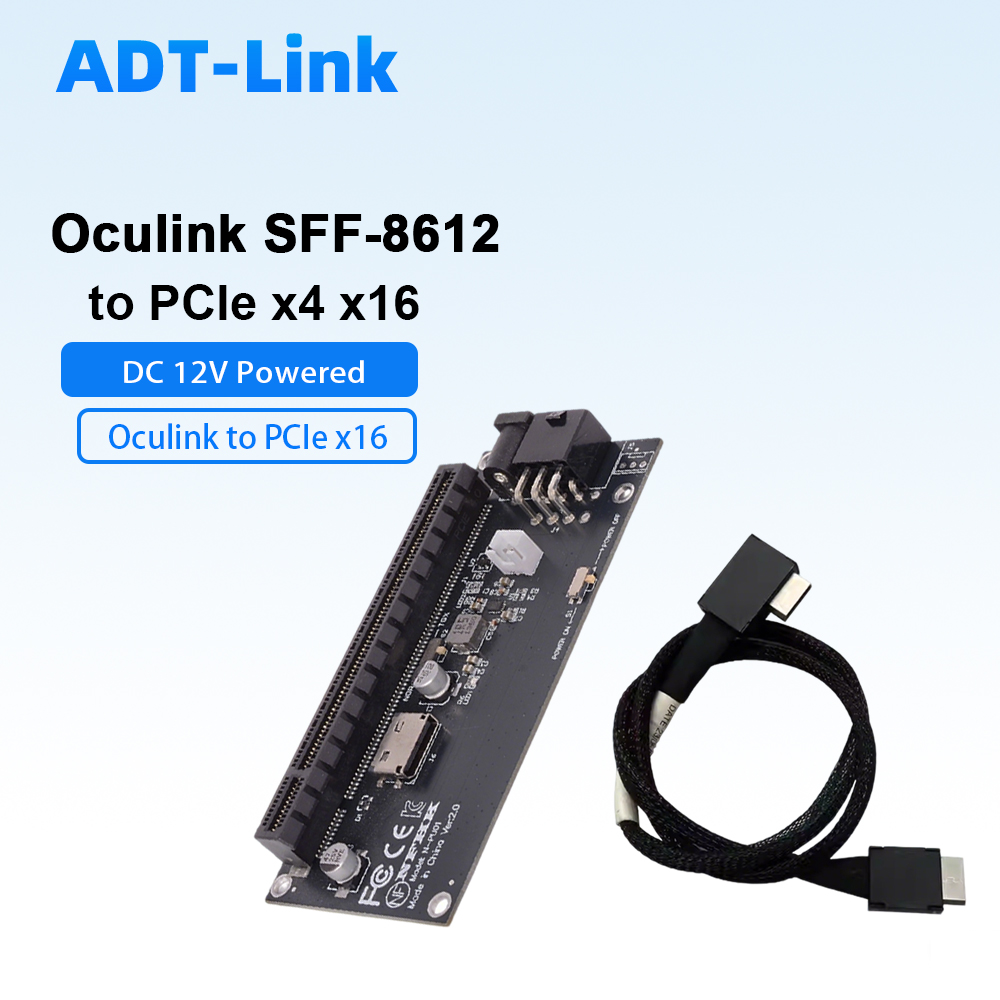 Pcie 4.0 X16 Riser Cable 90 Degree - Oculink SFF-8612 Ke Kartu Adaptor PCIe
