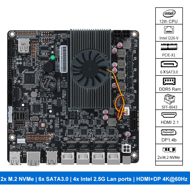 Nas Motherboard N100 6 Sata - Motherboard N100 Nas 2xm.2 Nvme 4x