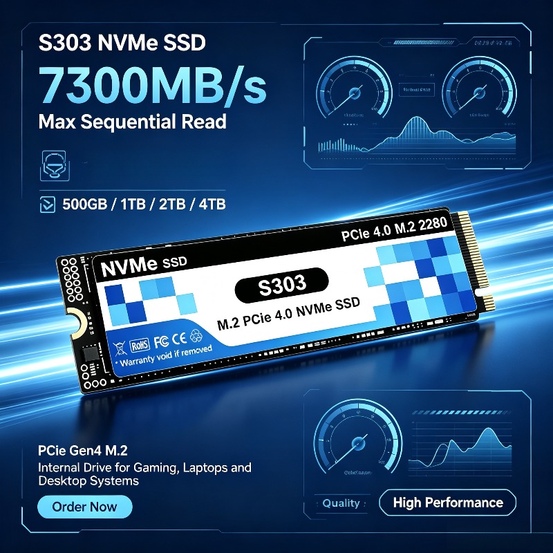 M.2 Nvme 4Tb Pcie 4.0 Ssd - S303 PCIe 4.0 M.2 NVMe SSD