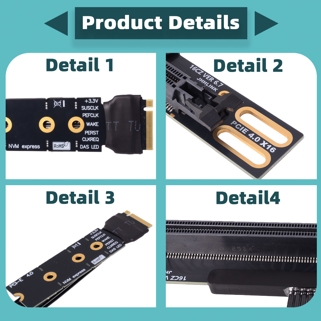 Kabel Adaptor Riser M.2 NVME K - Pcie 4.0 X16 Riser Cable 90 Degree ulasan dan harga
