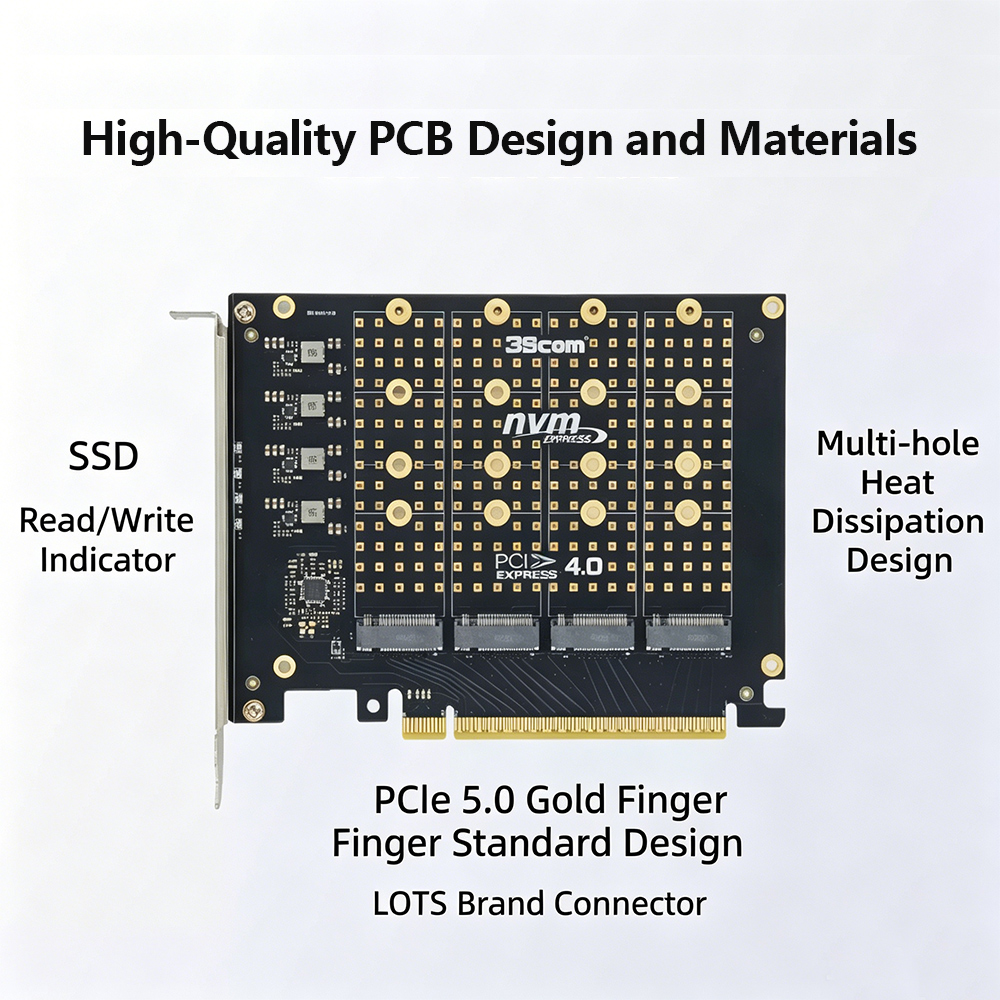 Kartu Adaptor PCIe 4.0 X16 ke  - Quad M.2 Nvme Pcie Bifurcation Card ulasan dan harga